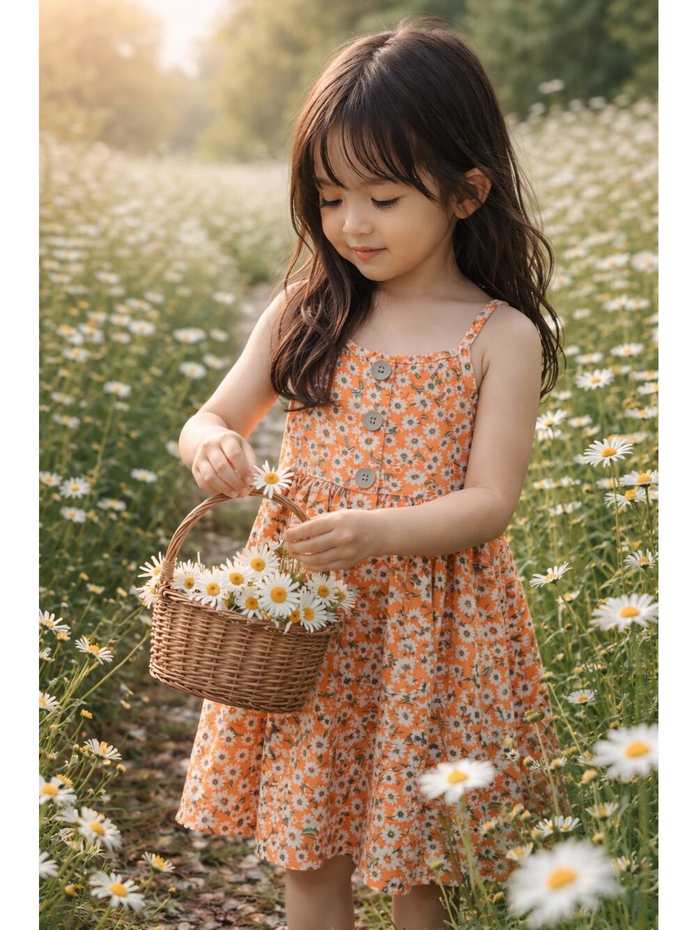 Golden Fields Of Daisies Floaty Floral Twirl Cami Dress 4T